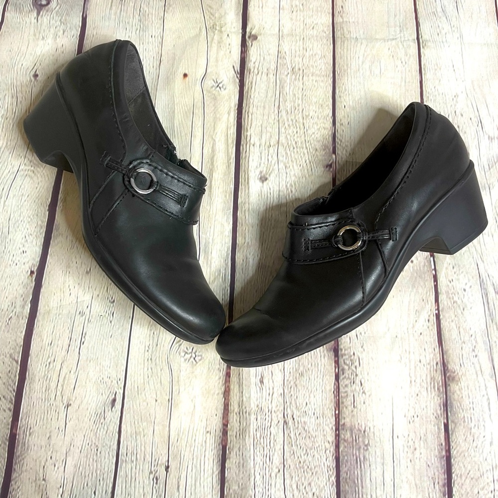 Clarks Black Heel Loafers